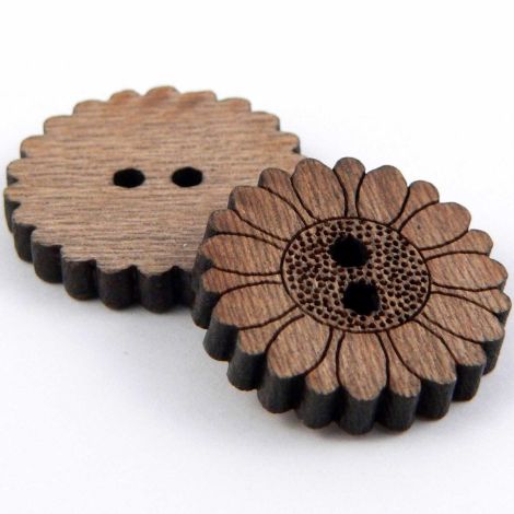 18mm Wooden Flower Shaped 2 Hole Button 