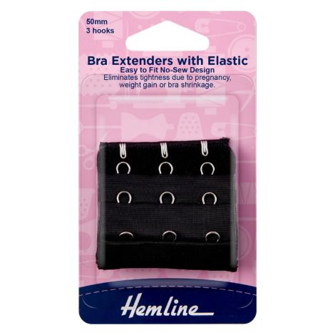  50mm Black Bra Back Extenders With Elastic