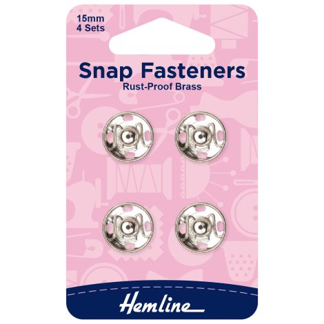 15mm Silver Sew On Snap Fasteners Hemline