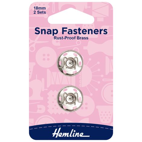 18mm Silver Sew On Snap Fasteners Hemline