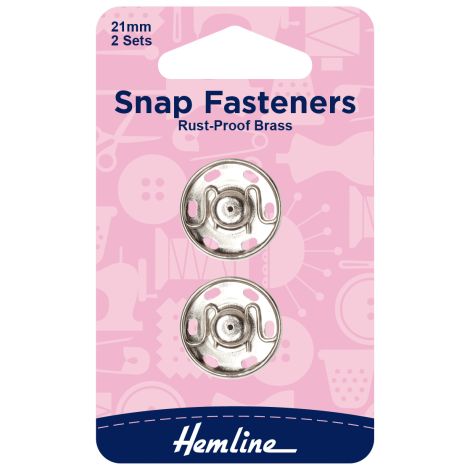 21mm Silver Sew On Snap Fasteners Hemline