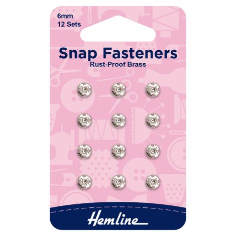 6mm Silver Sew On Snap Fasteners Hemline