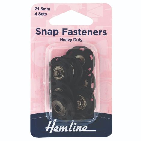 21.5mm  Black Sew On Snap Fasteners Hemline