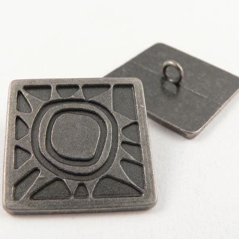 24mm Abstract Pewter Square Metal Shank Button