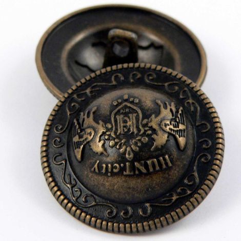 23mm Brass Ornate Coat Of Arms Shank Metal Button