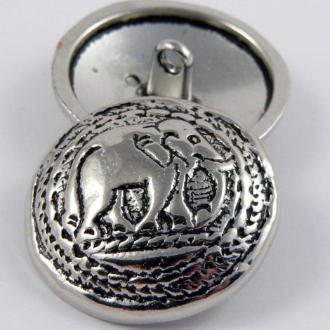 23mm Silver Elephant Metal Shank Button