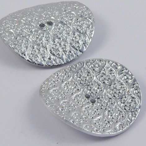 37mm Chrome/Silver Wavy 2 Hole Metal Coat Button