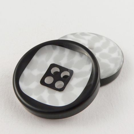 30mm White/Grey/Black Contemporary 4 Hole Coat Button