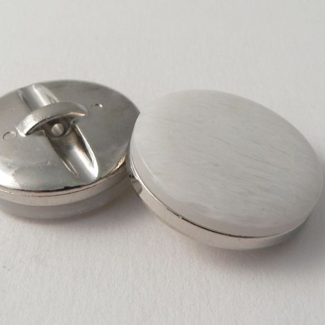 30mm White Stone Effect Shank Coat Button