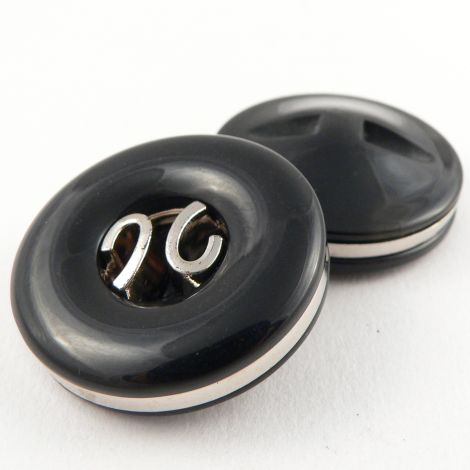 34mm Black/Silver Chunky Shank Coat Button