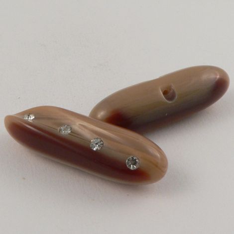 49mm Marble Effect Curvaceous Toggle Shank Coat Button With Diamantes