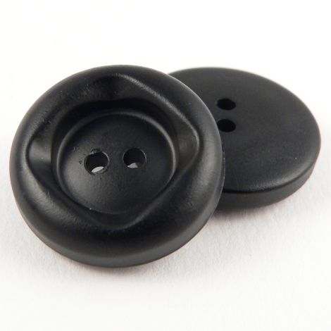 34mm Black Round Square Rimmed 2 Hole Coat Button
