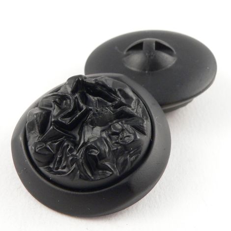 34mm Black Abstract Rimmed Shank Coat Button