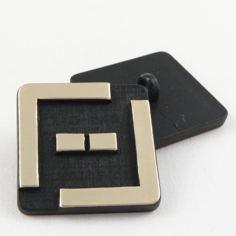32mm Black/Gold Contemporary Square Shank Coat Button