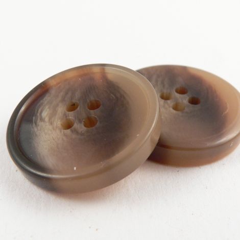 22mm Brown Round Horn Effect 4 Hole Button