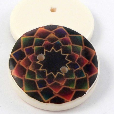 30mm Green Floral Resin 2 Hole Coat Button