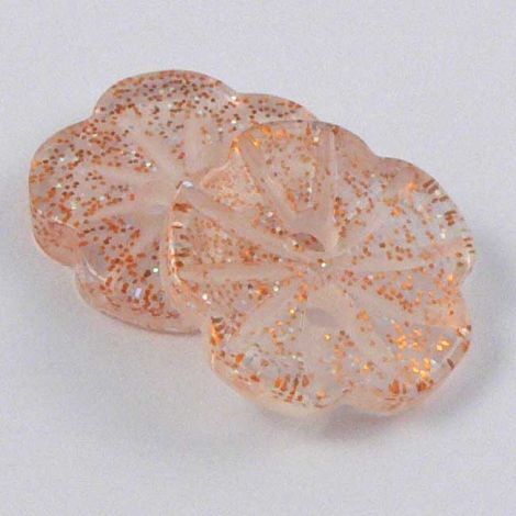 15mm Orange Glittery Flower 2 Hole Button