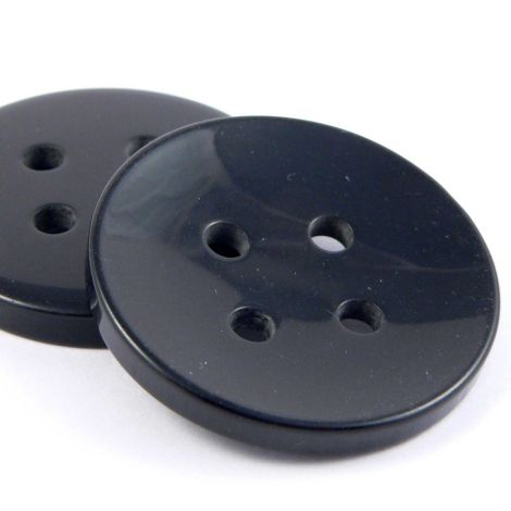 37mm Black Slightly Concave Wide 4 Hole Coat Button 