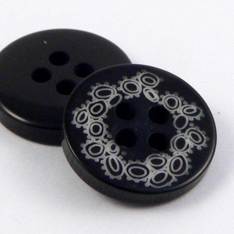 15mm Black & White 4 Hole Sewing Button