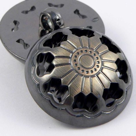 21mm Brushed Brass/Pewter Ornate Sewing Button
