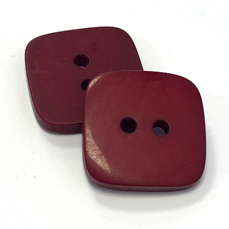 18mm Red Matt Square Style 2 Hole Button