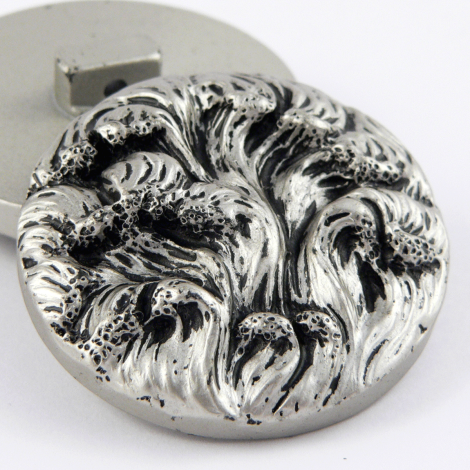 38mm Antique Silver 3D Wave Shank Coat Button