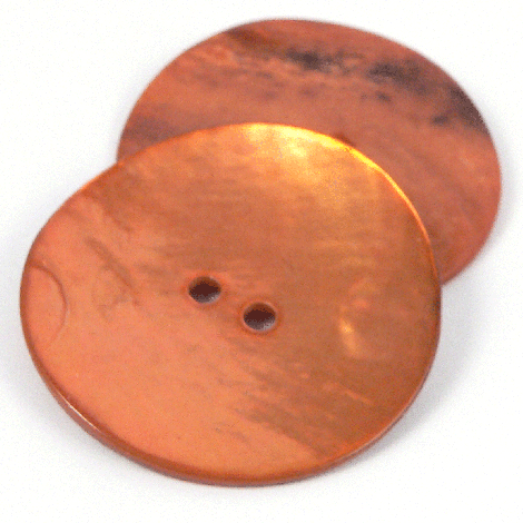 34mm Orange Agoya Shell 2 Hole Button