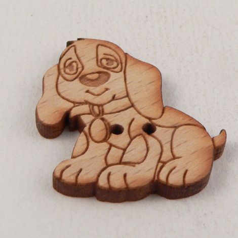 26mm Cute Sitting Dog Wood 2 Hole Button