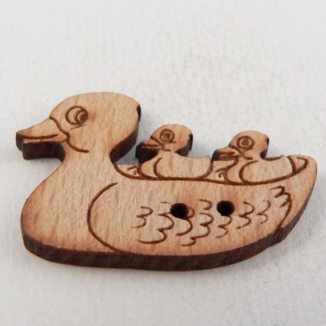 34mm Ducklings and Mum Wood 2 Hole Button