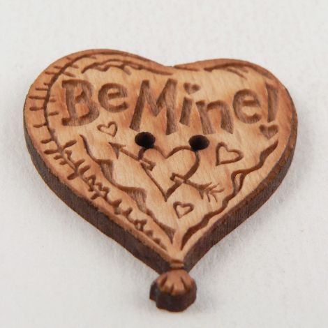 26mm Wooden Heart Balloon 2 Hole Button