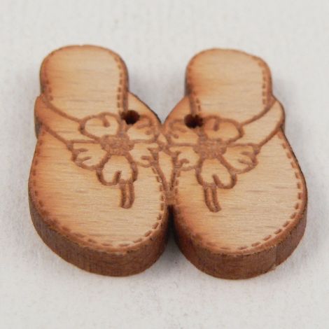 24mm Wooden Floral Flip-flops 2 Hole Button