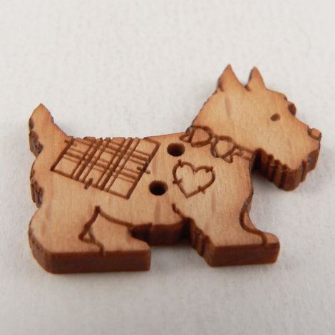 29mm Wooden Patchwork Scottie Dog 2 Hole Button