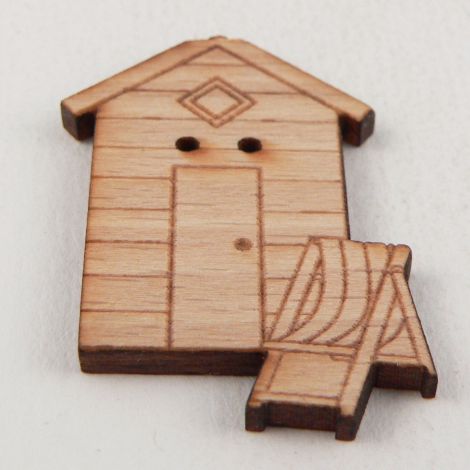 24mm Wooden Beach Hut & Deck Chair 2 Hole Button