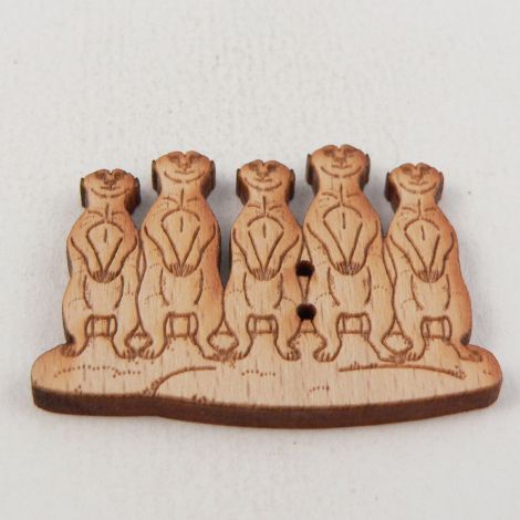 38mm Wooden Meerkats 2 Hole Button