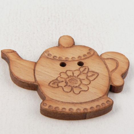 38mm Wooden Teapot 2 Hole Button
