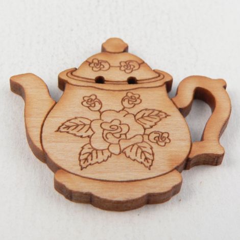 35mm Wooden Teapot Novelty 2 Hole Button