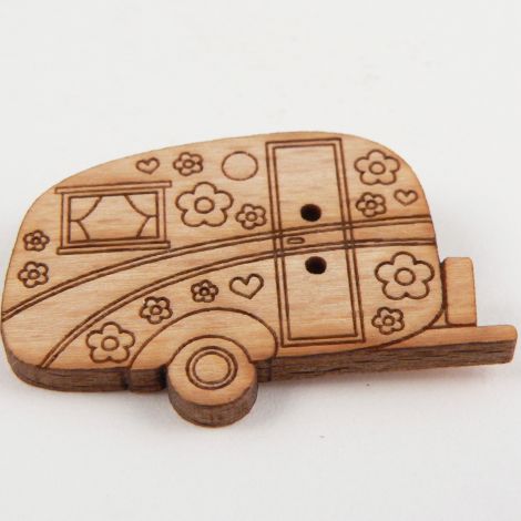36mm Floral Caravan Wood 2 Hole Button