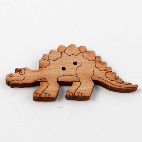 48mm STEGOSAURUS Dinosaur Wood 2 Hole Button