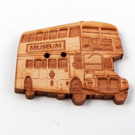 32mm London Bus Wood 2 Hole Button