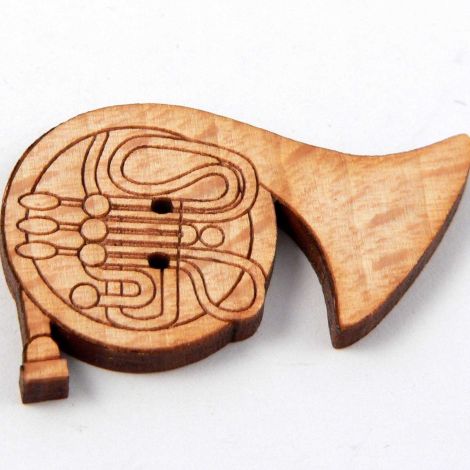 35mm French Horn Musical Wood 2 Hole Button