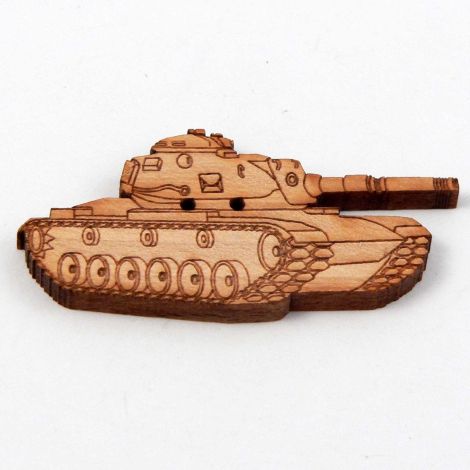 45mm Military Tank Wood 2 Hole Button