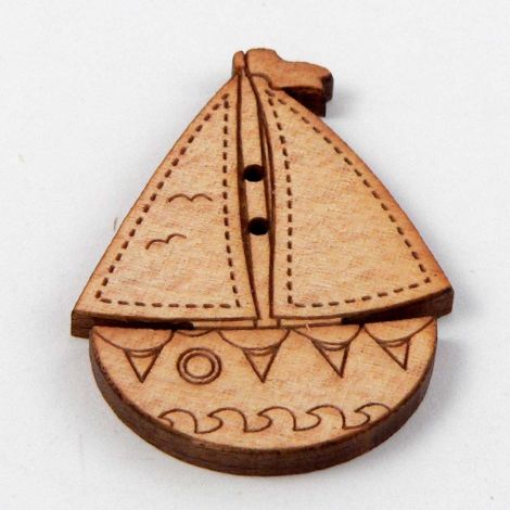 34mm Sailboat/Yacht Wood 2 Hole Button