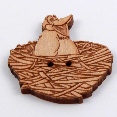 29mm Bird In A Nest Wood 2 Hole Button