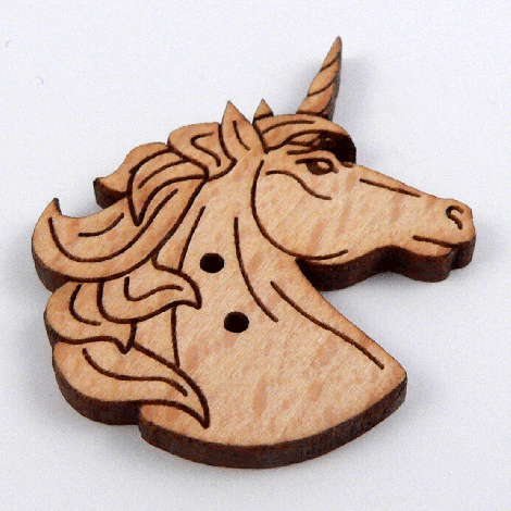 30mm Unicorn Head Wood 2 Hole Button