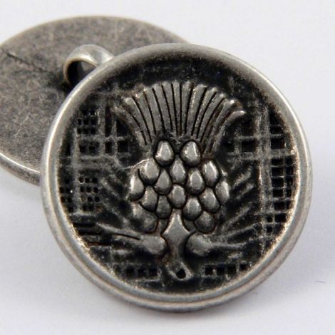 14mm Old Silver Thistle Flower Metal Shank Button