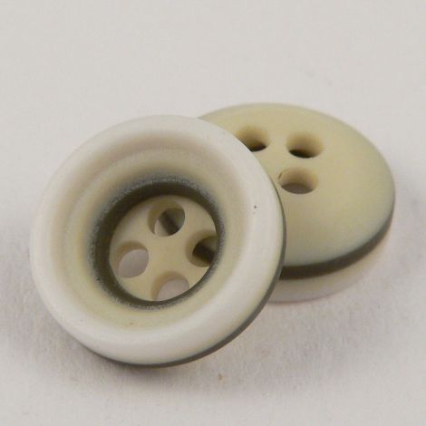 11mm Dark Green  Cream & Ivory Rubber 4 Hole Button