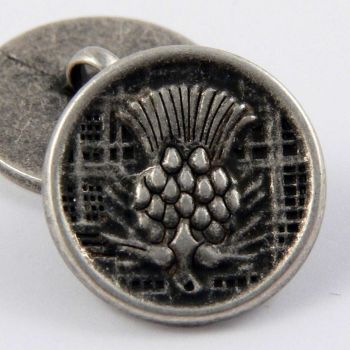 19mm Old Silver Thistle Flower Metal Shank Button
