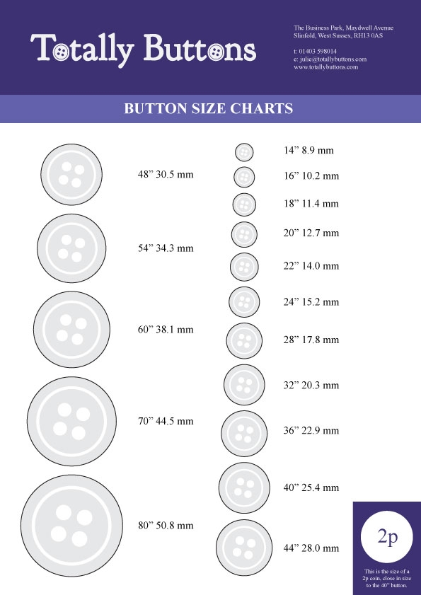 Button Size Chart Showing Different Sizes Of Buttons Shadow Box Images